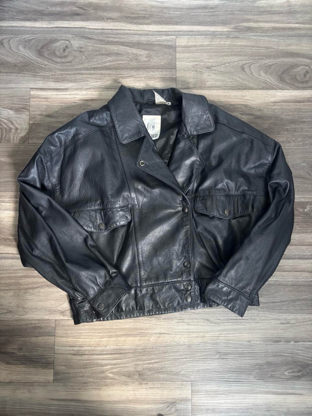 Together Black Leather Boxy Jacket